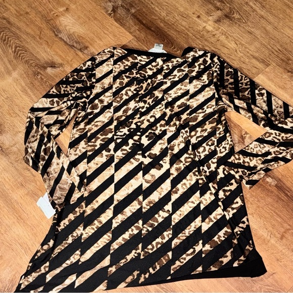 Allison Taylor Tunic Women’s L Top Black Brown Leopard  Asymmetrical Hem Y2K NWT - Picture 9 of 12